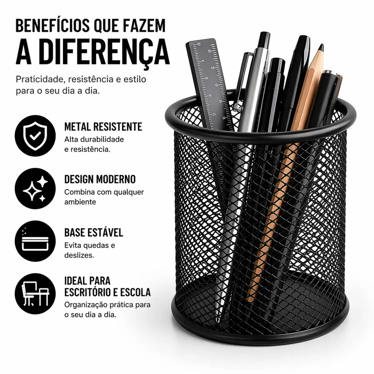 ACESSORIO PARA MESA ARAMADO PORTA LAPIS REDONDO PT UNIDADE 527734 - KI