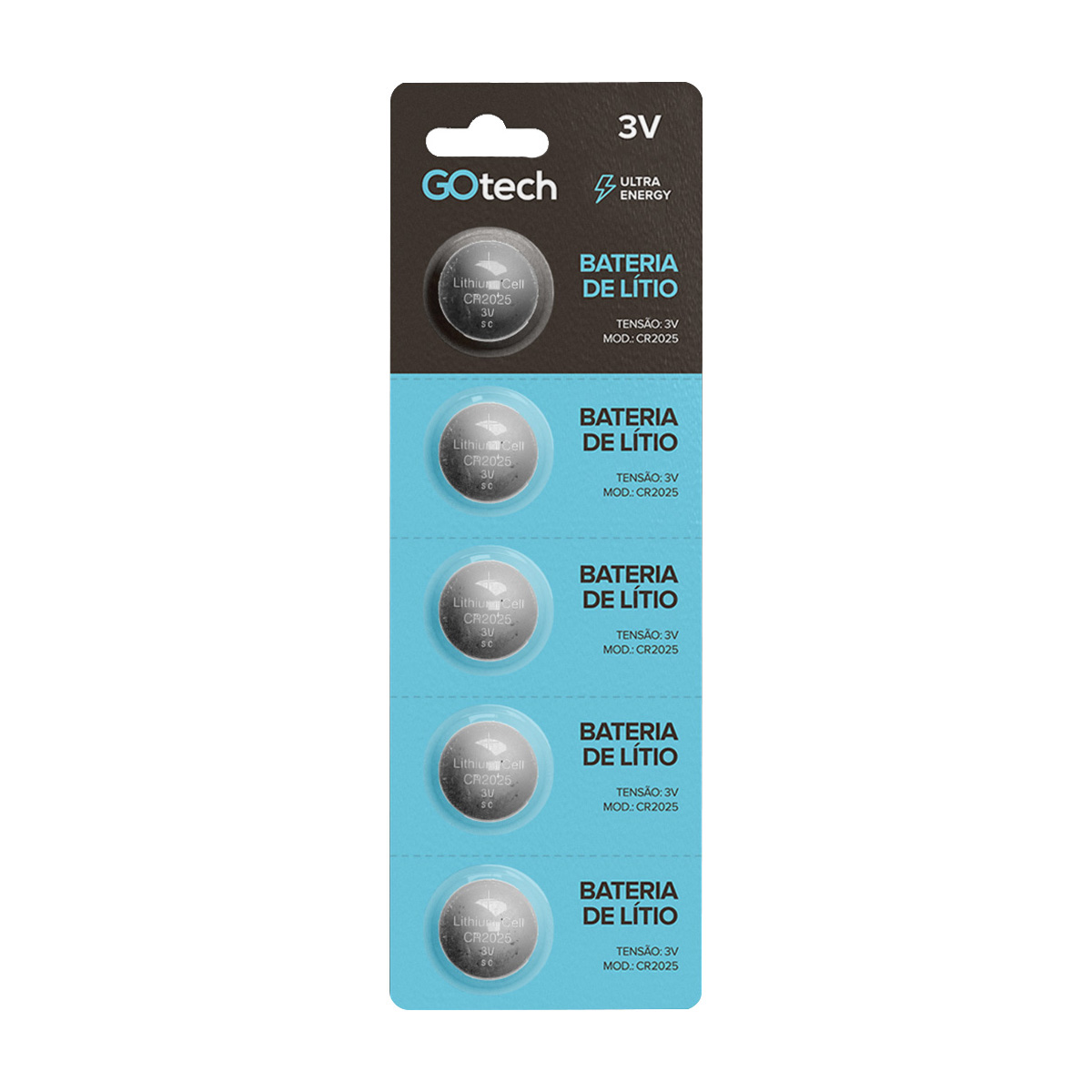 BATERIA DE LITIO GO TECH CR2025 3V MOEDA 5UN