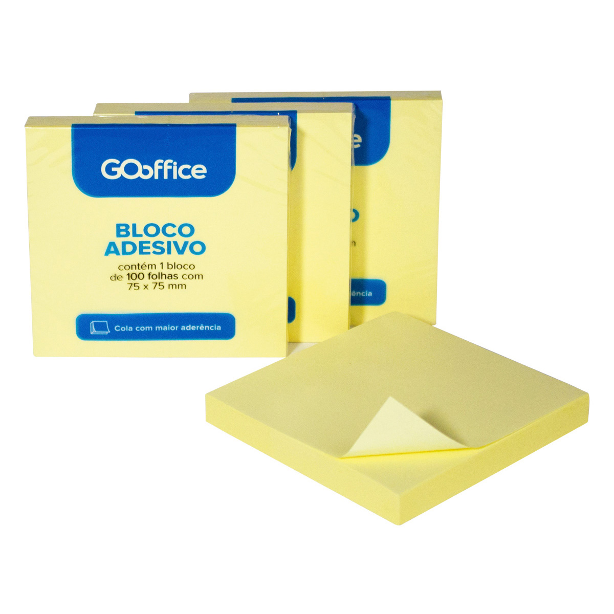 Bloco Adesivo Go Office 75x100mm Amarelo