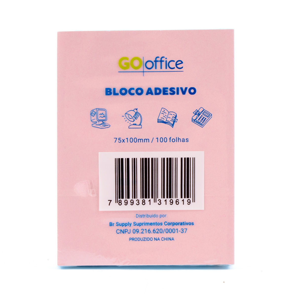 BLOCO ADESIVO GO OFFICE 75X100MM AZUL PASTEL