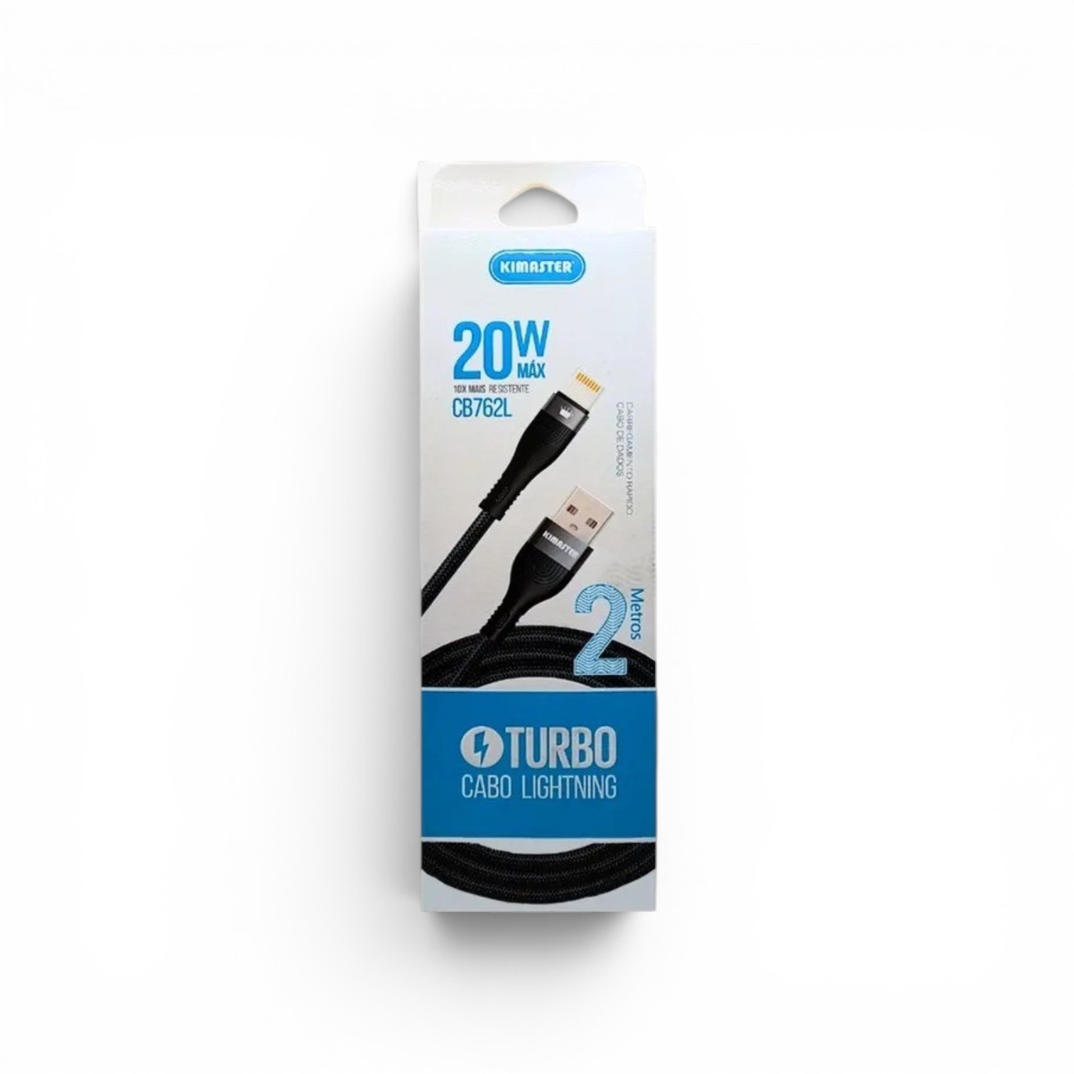 CABO DE DADOS USB LIGHTNING 5A 2M PRETO CB762L KIMASTER