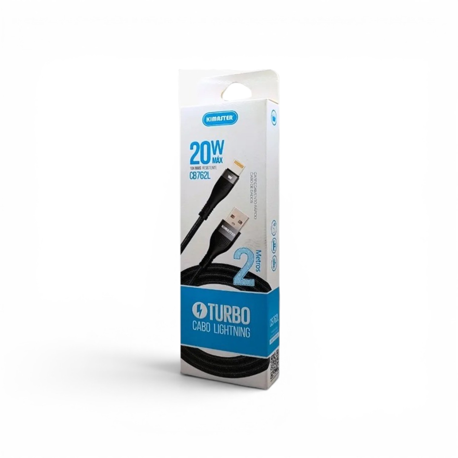CABO DE DADOS USB LIGHTNING 5A 2M PRETO CB762L KIMASTER