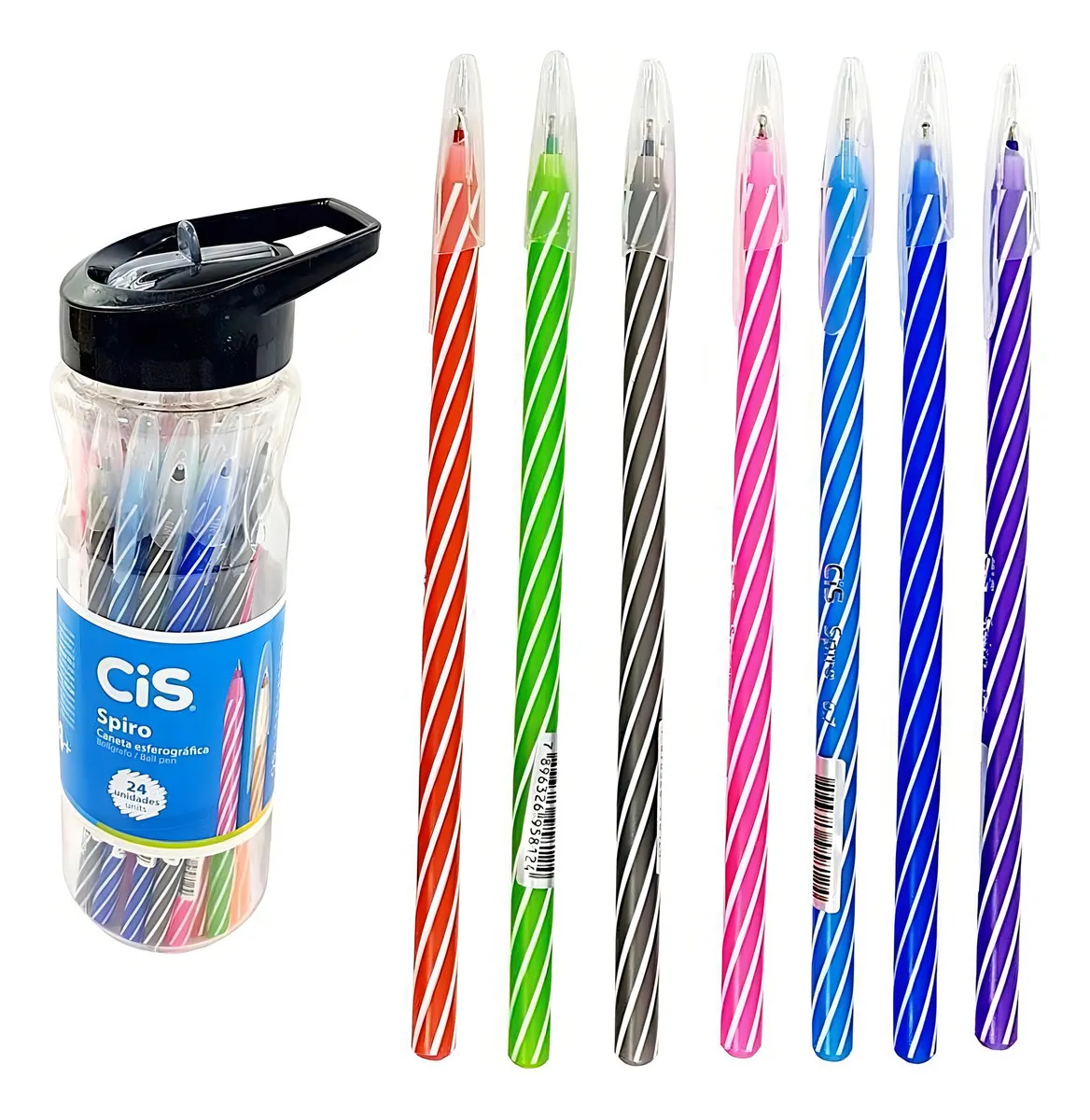 CANETA ESFEROGRAFICA CIS SPIRO 0,7MM CORES SORT