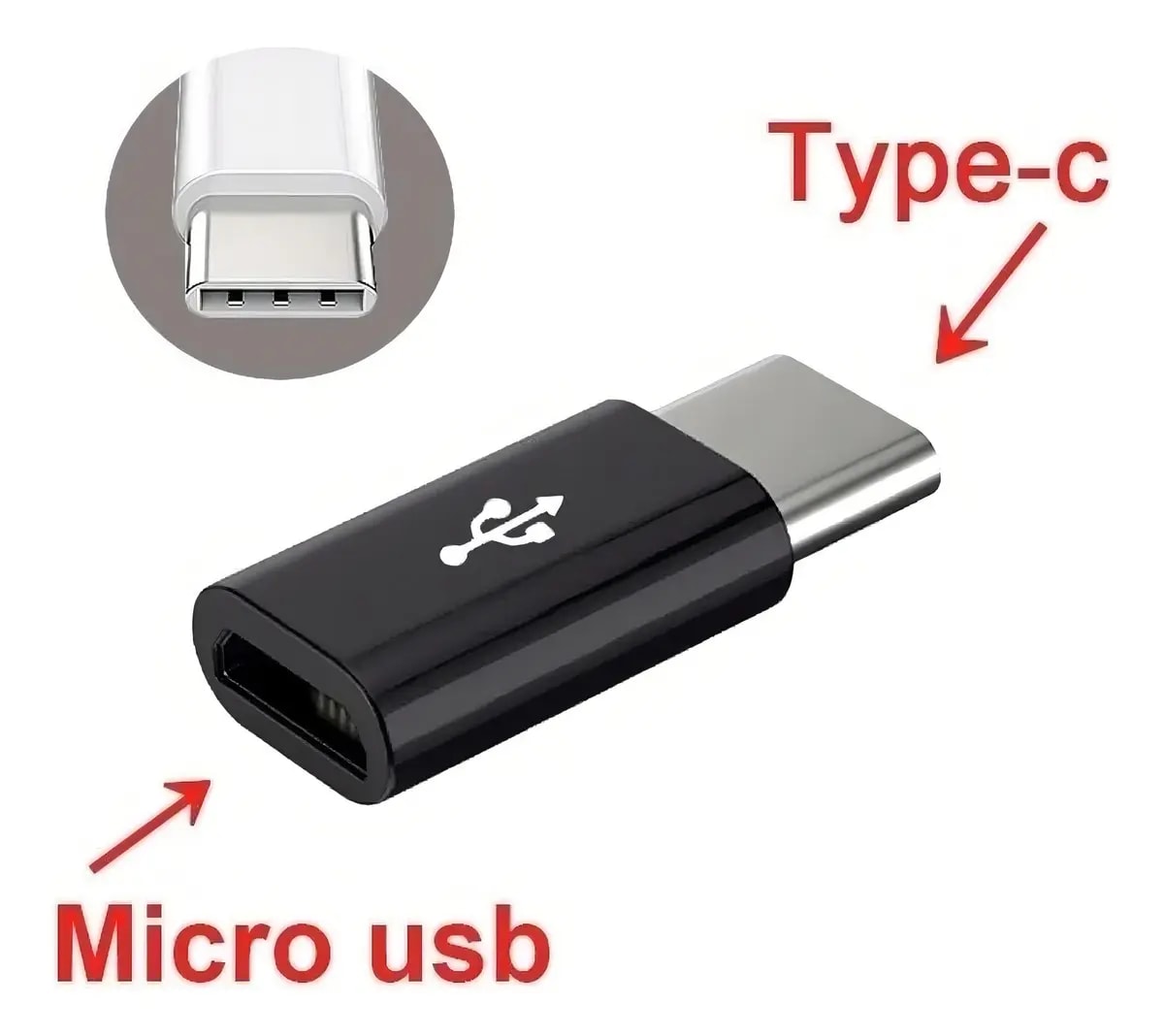 ADAPTADOR OTG MICRO USB V8 F 2.0 X USB M TIPO C 3.1 PRETO