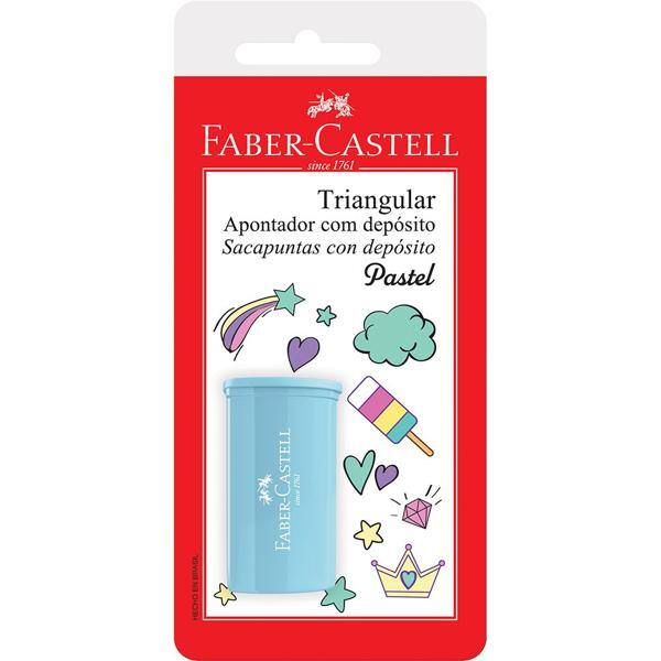 APONTADOR COM DEPOSITO TRIANGULAR 4 EM CORES PASTEL FABER UNITARIO