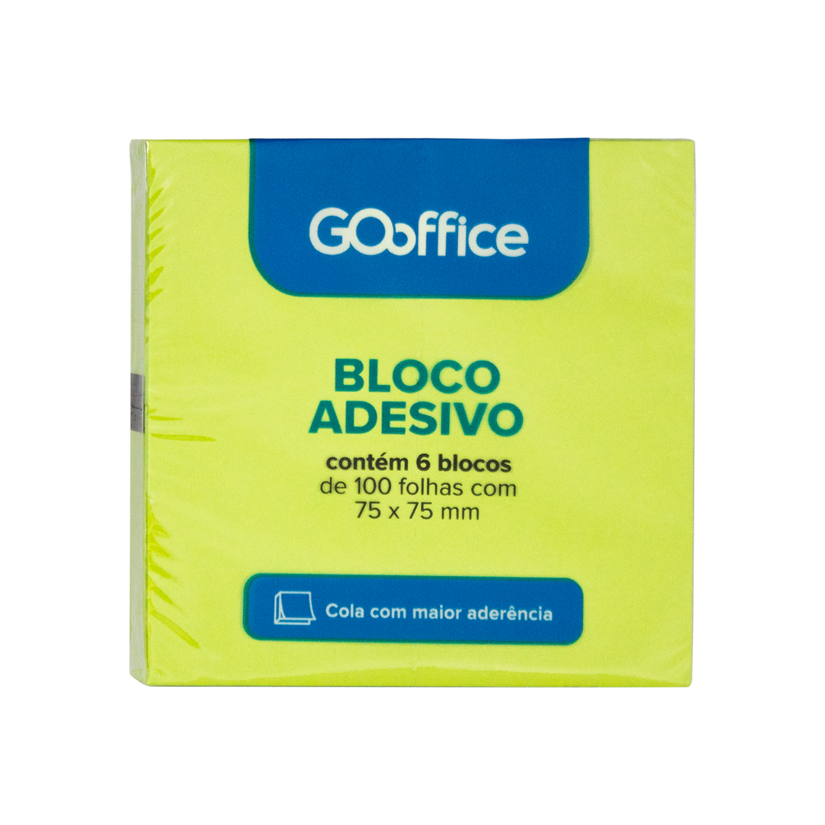 BLOCO ADESIVO GO OFFICE 75X75MM