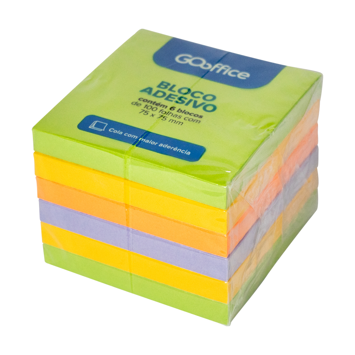 BLOCO ADESIVO GO OFFICE 75X75MM