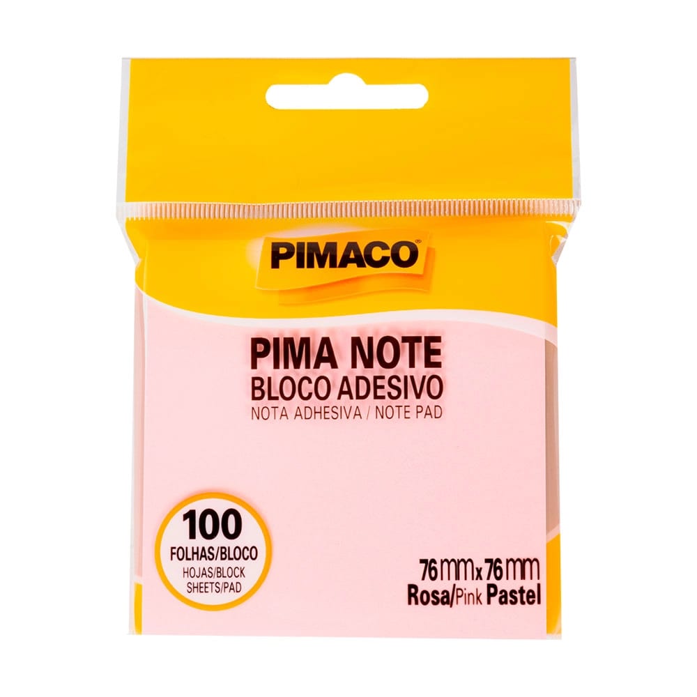 BLOCO DE RECADO AUTOADESIVO PIMANOTE ROSA 76X76MM 100FLS UNIDADE 97082