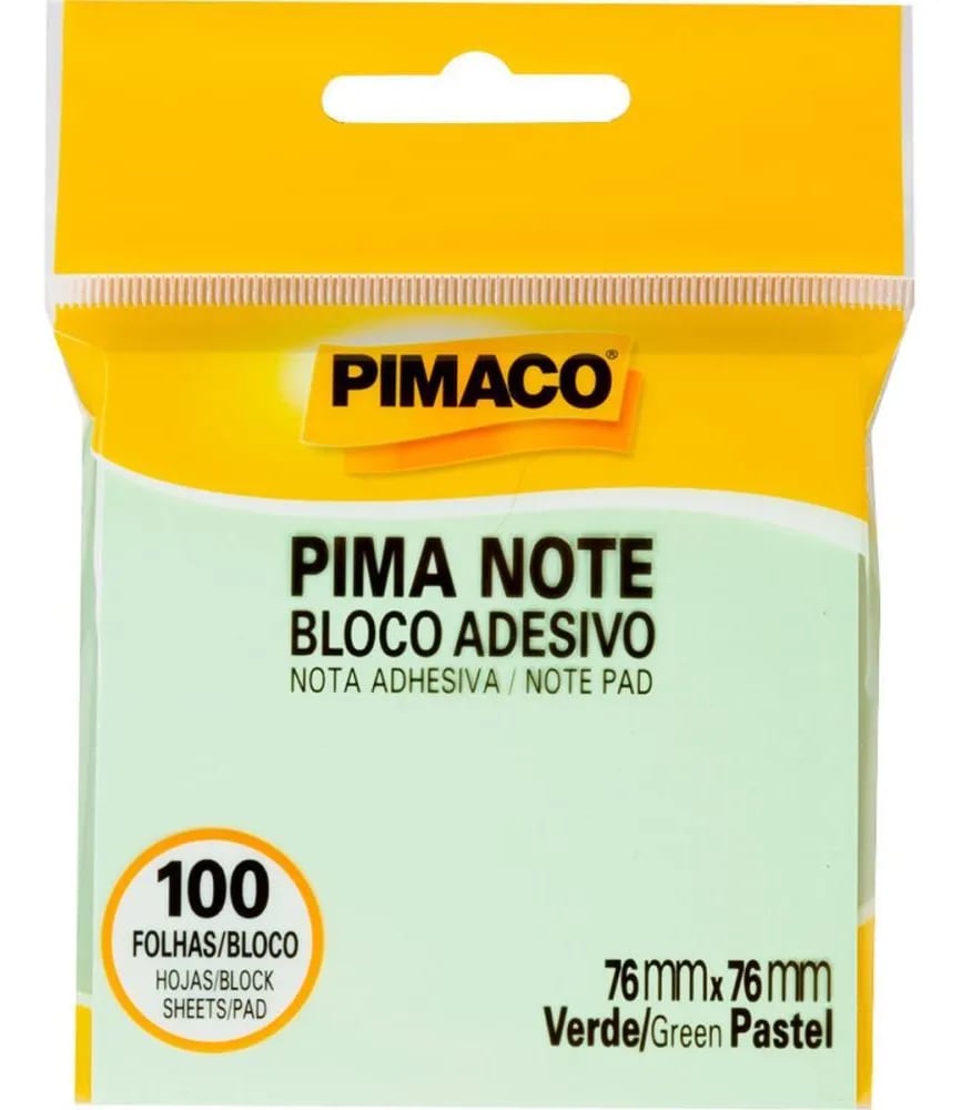 BLOCO DE RECADO AUTOADESIVO PIMANOTE VERDE 76X76MM 100FLS UNIDADE 9708
