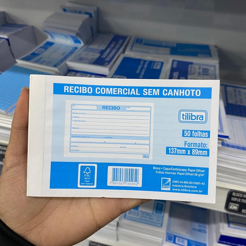 BLOCO RECIBO COMERCIAL SEM CANHOTO