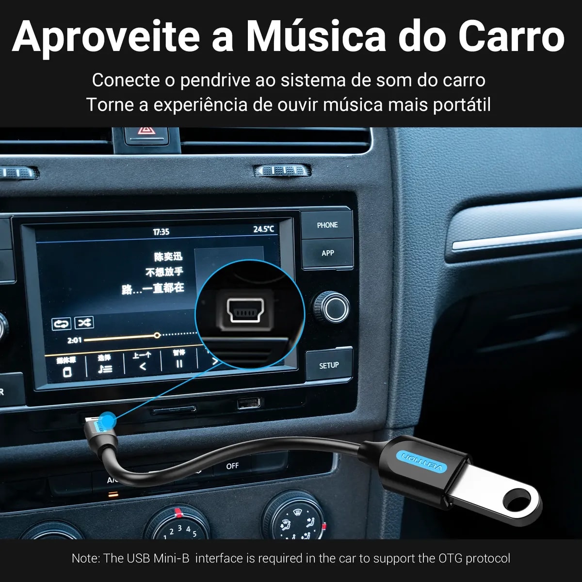 CABO ADAPTADOR USB FEMEA X MINI USB V3 OTG