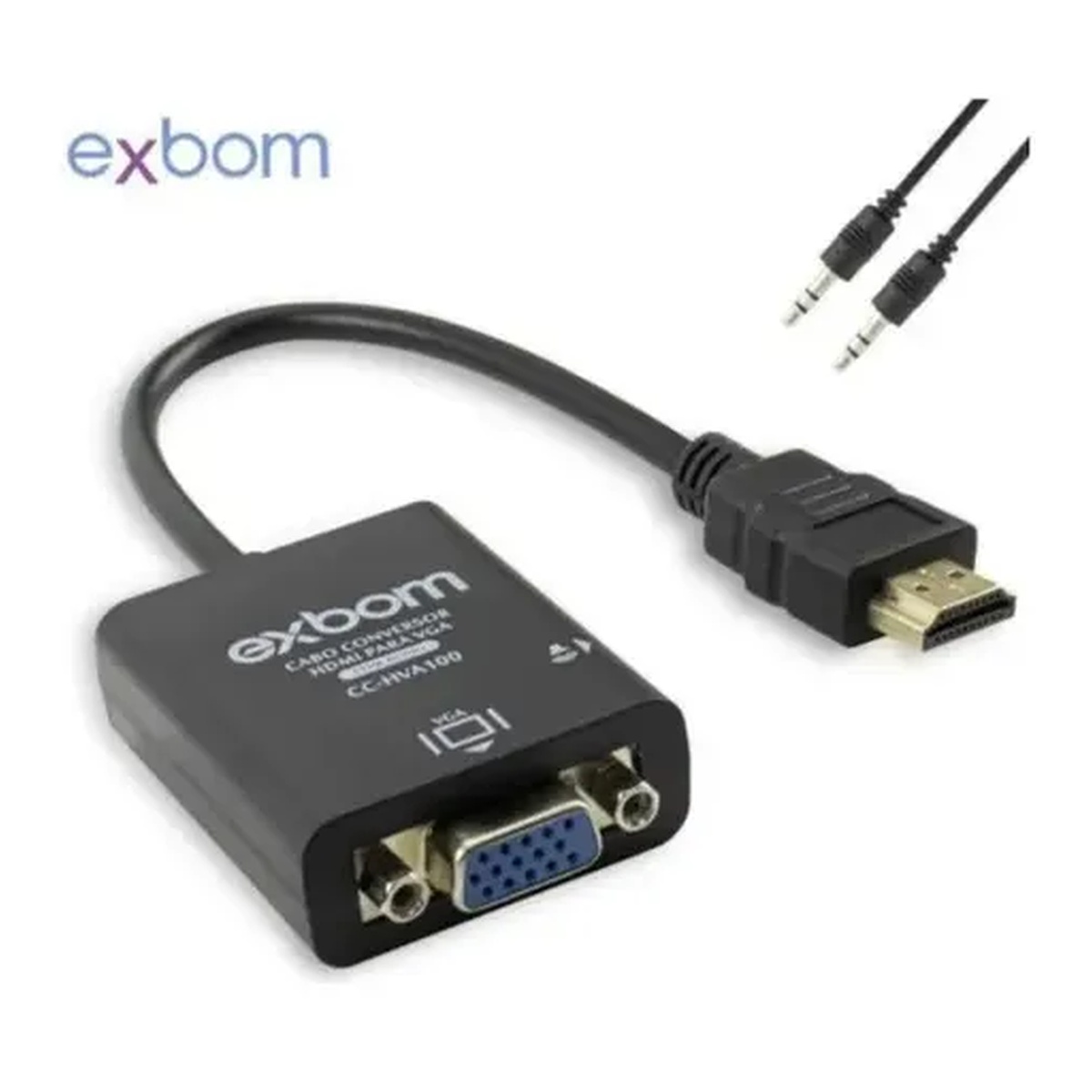 CABO CONVERSOR HDMI X VGA FEMEA COM AUDIO EXBOM