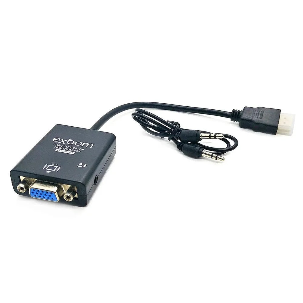 CABO CONVERSOR HDMI X VGA FEMEA COM AUDIO EXBOM