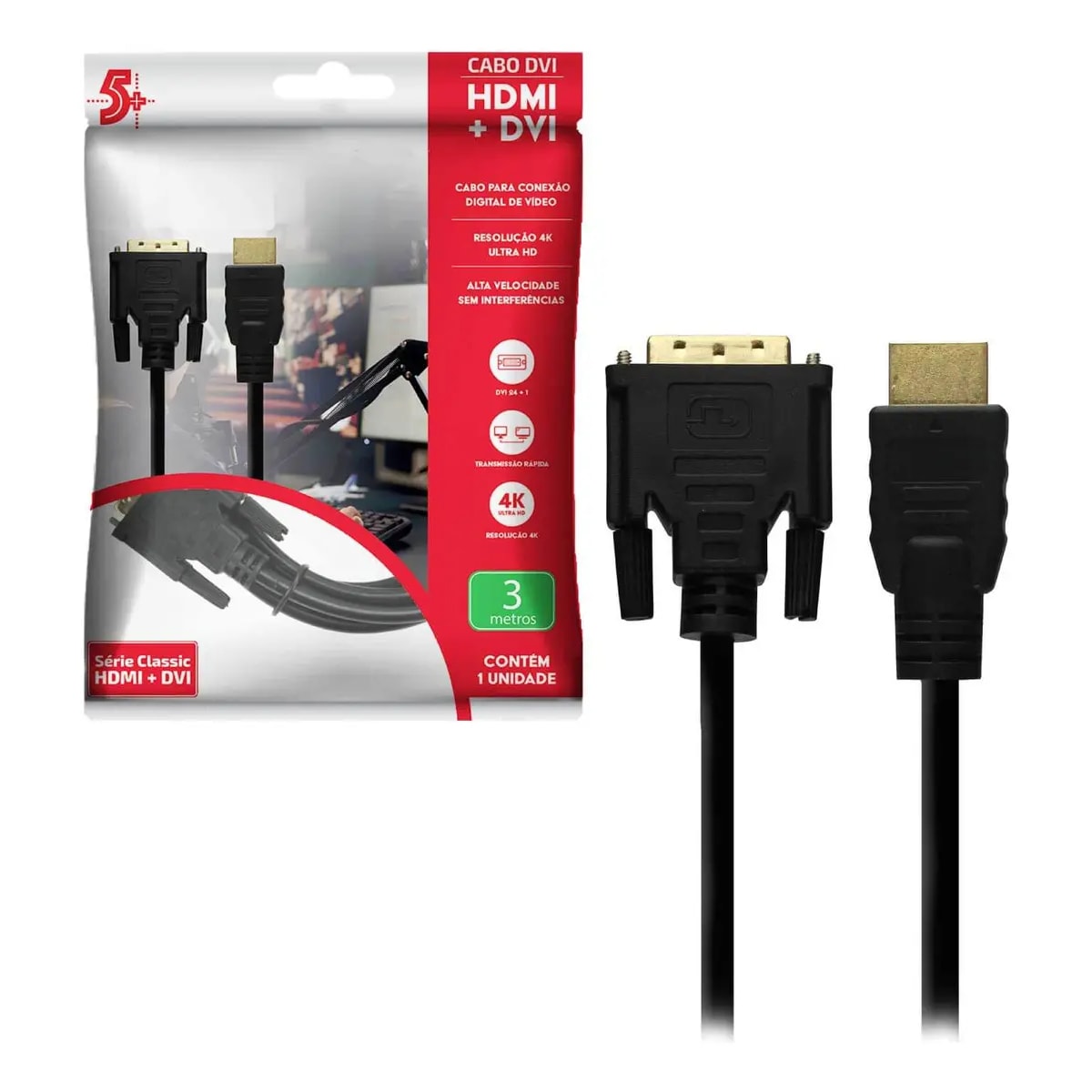 CABO HDMI MACHO X DVI 24+1 3MT CHIP SCE