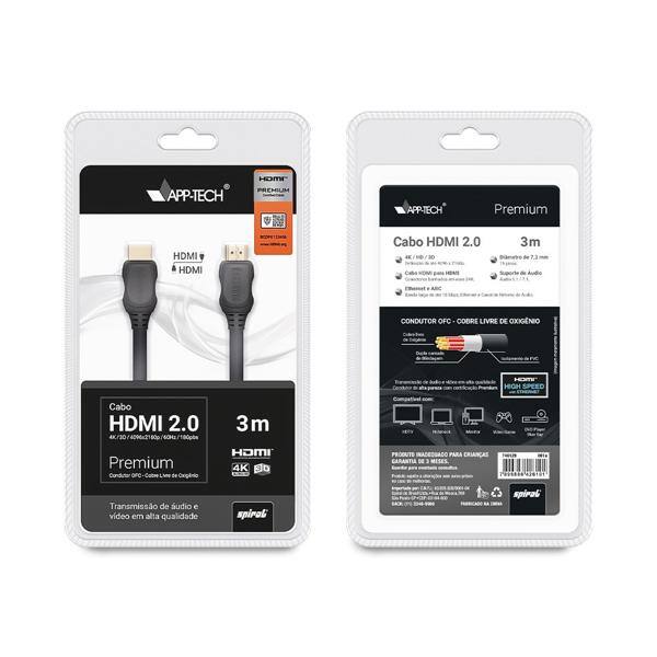 CABO HDMI X HDMI 3 MT 2.0 4K HDR 19P PLUG GOLD CHIP SCE