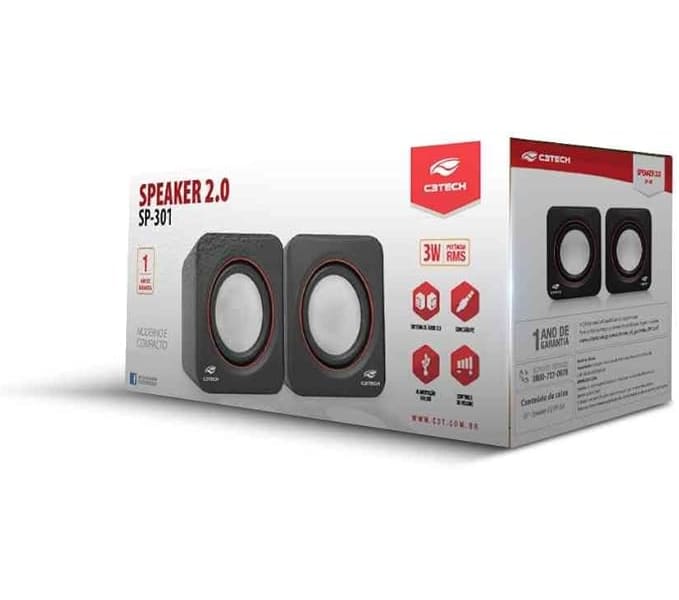 CAIXA DE SOM USB 3W SPEAKER PRETO SP-301BK C3TECH