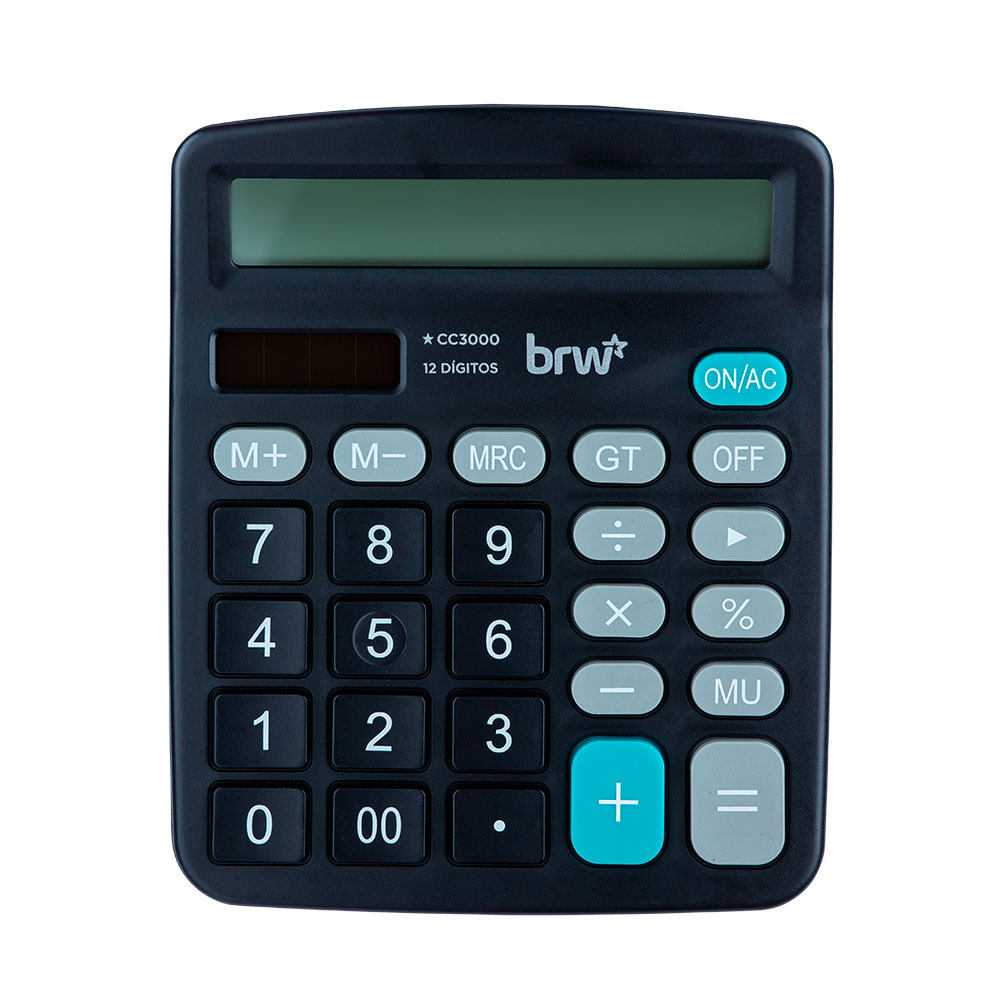 CALCULADORA DE MESA 12 DIG. 14,8X11,9X3,8CM PRETA UNIDADE CC3000 - BRW