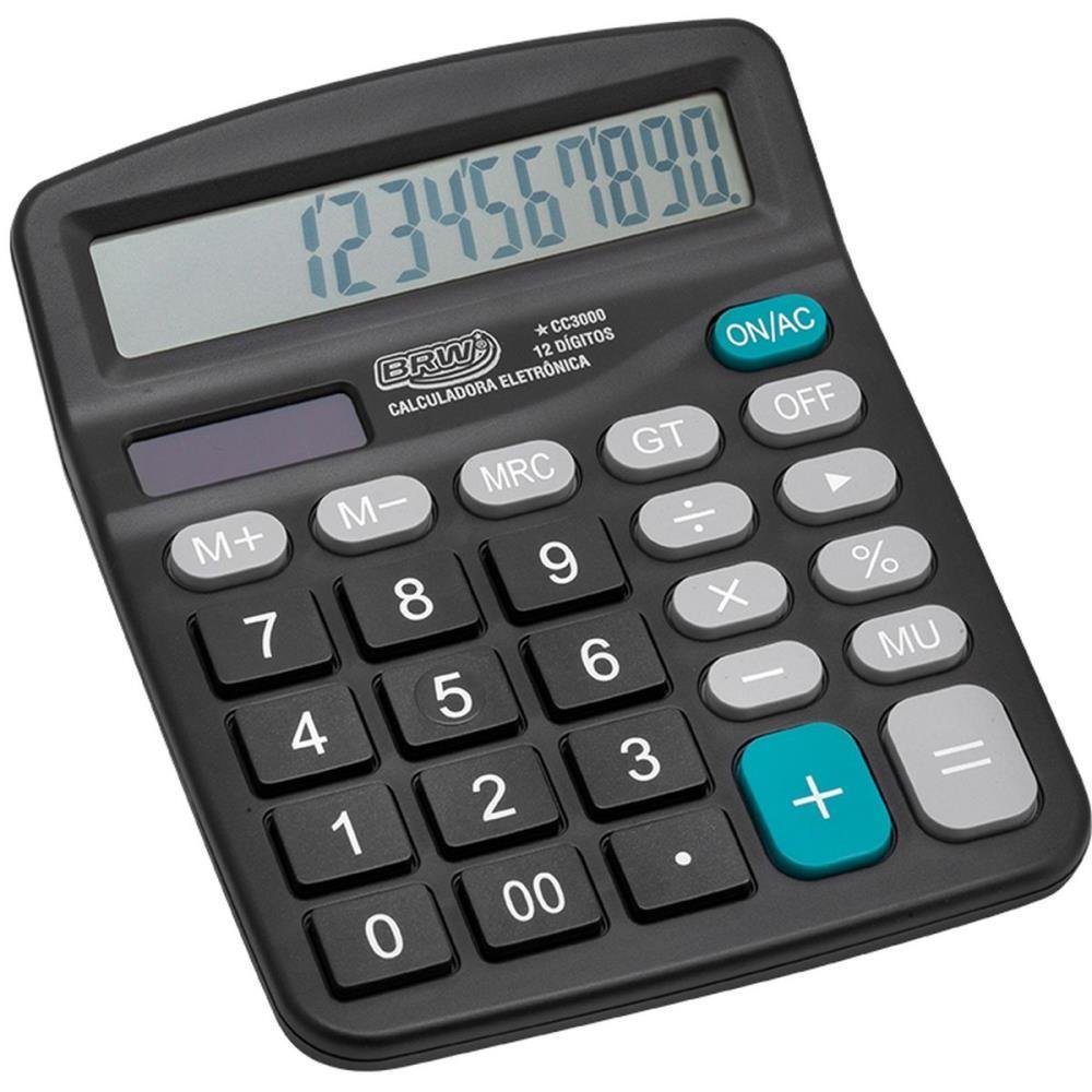 CALCULADORA DE MESA 12 DIG. 14,8X11,9X3,8CM PRETA UNIDADE CC3000 - BRW