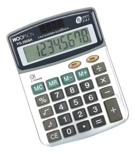CALCULADORA DE MESA 8DIGITOS BATERIA/SOLAR PRATA UNIDADE PS-2808A - ME