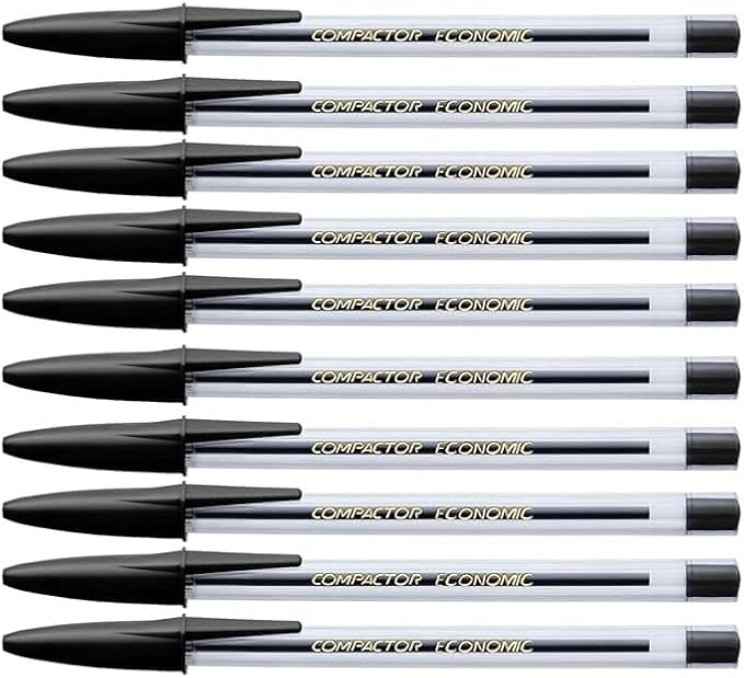 CANETA ESFEROGRAFICA COMPACTOR ECONOMIC PRETA 1.0M