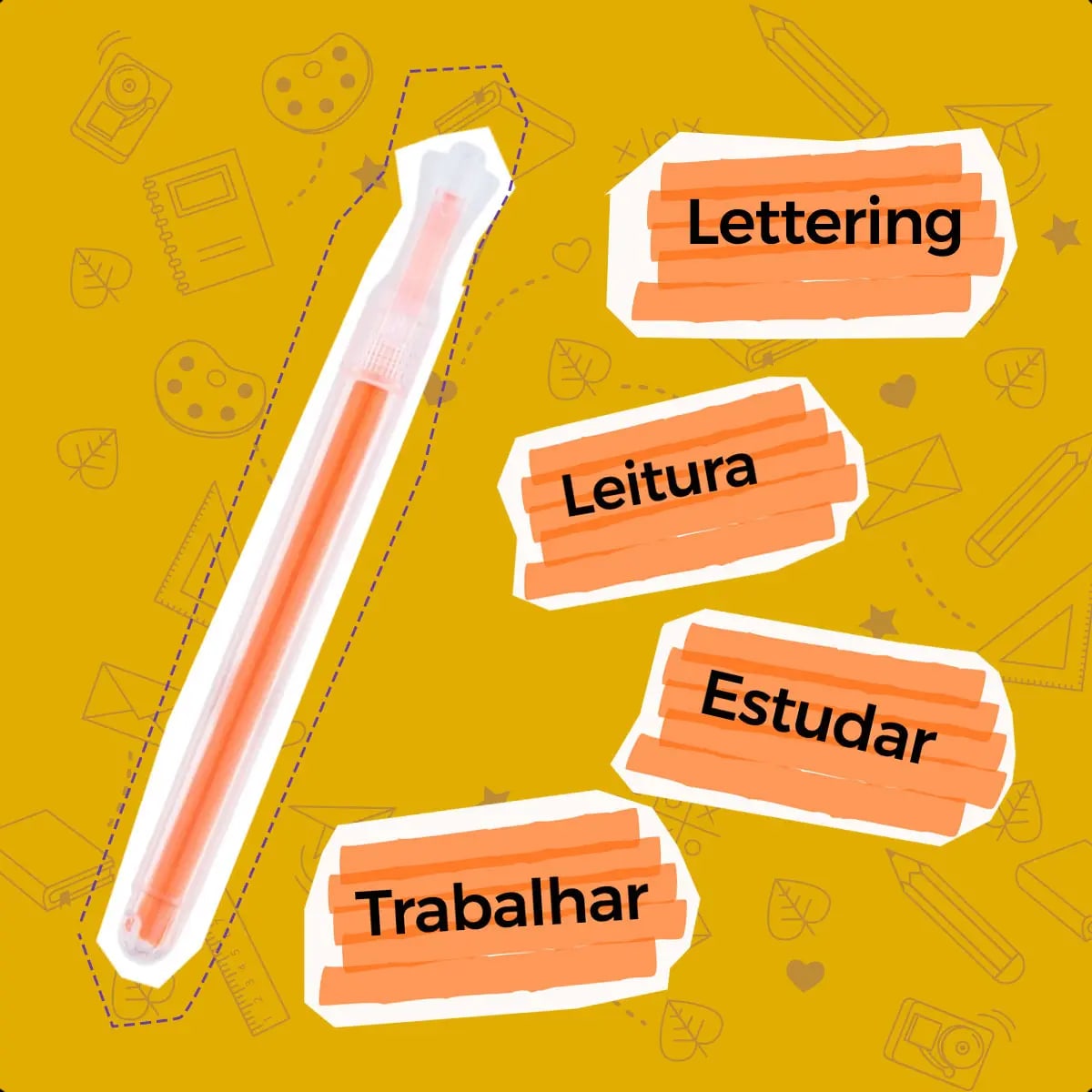 CANETA MARCA TEXTO DASHLIGTH LARANJA FLUORESCENTE BRW