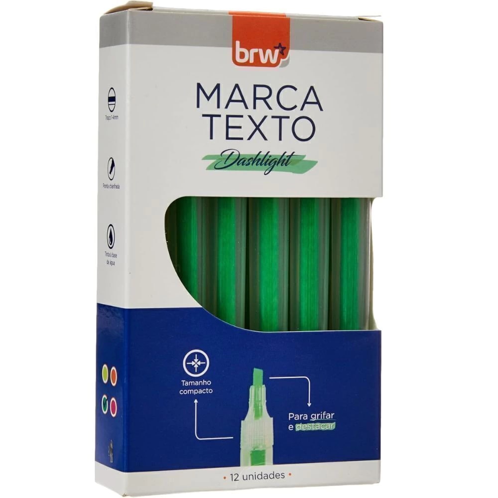 CANETA MARCA TEXTO DASHLIGTH VERDE FLUORESCENTE BRW
