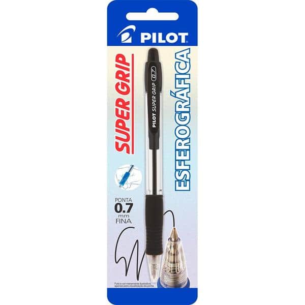 CANETA PILOT SUPER GRIPP RETRATIL 0.7 PRETA