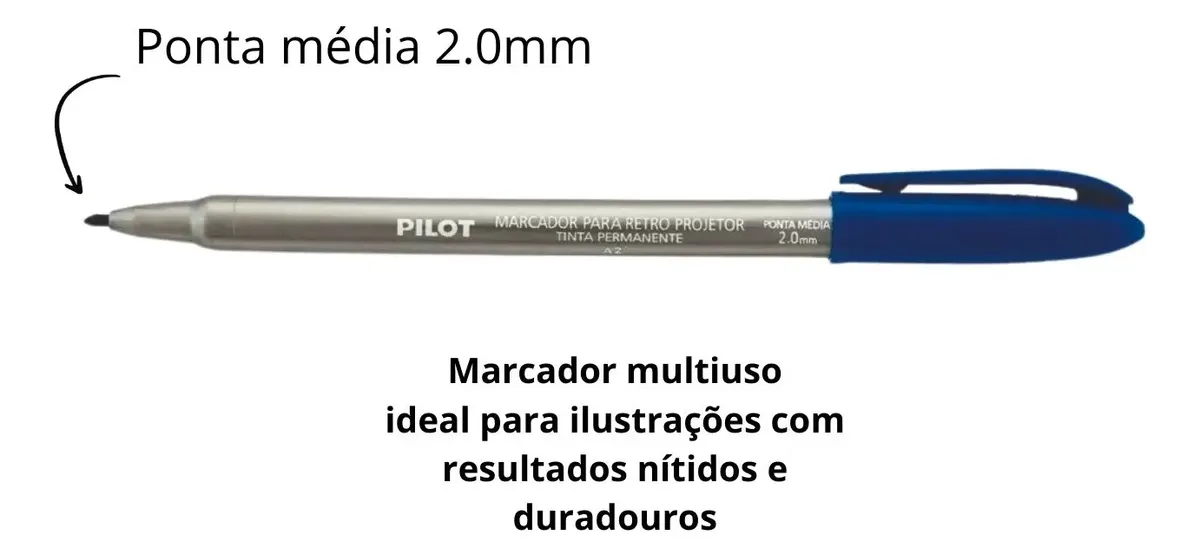 CANETA RETROPROJETOR 2.0MM AZUL PILOT
