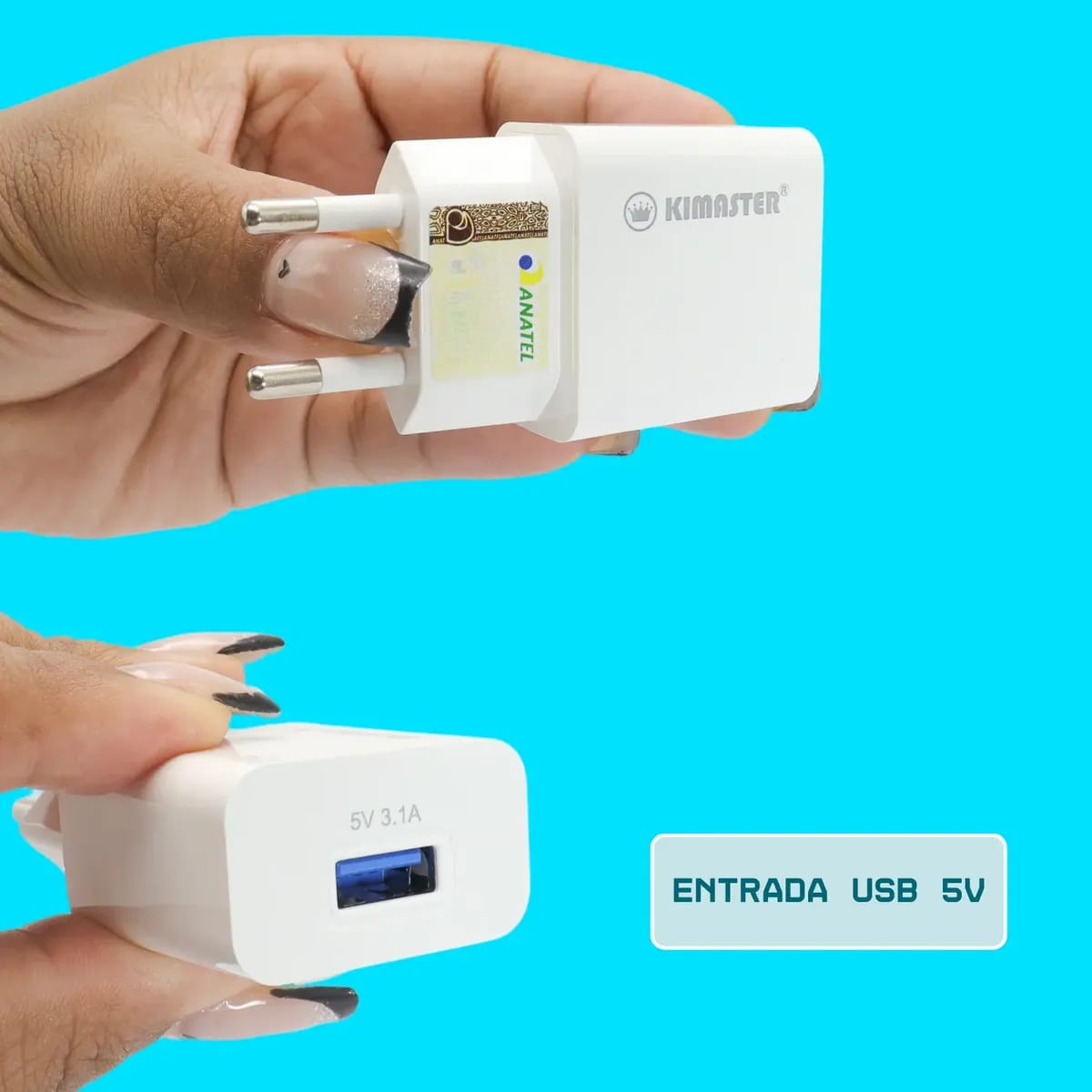 CARREGADO TOMADA USB 3.1A BRANCO T502 KIMASTER