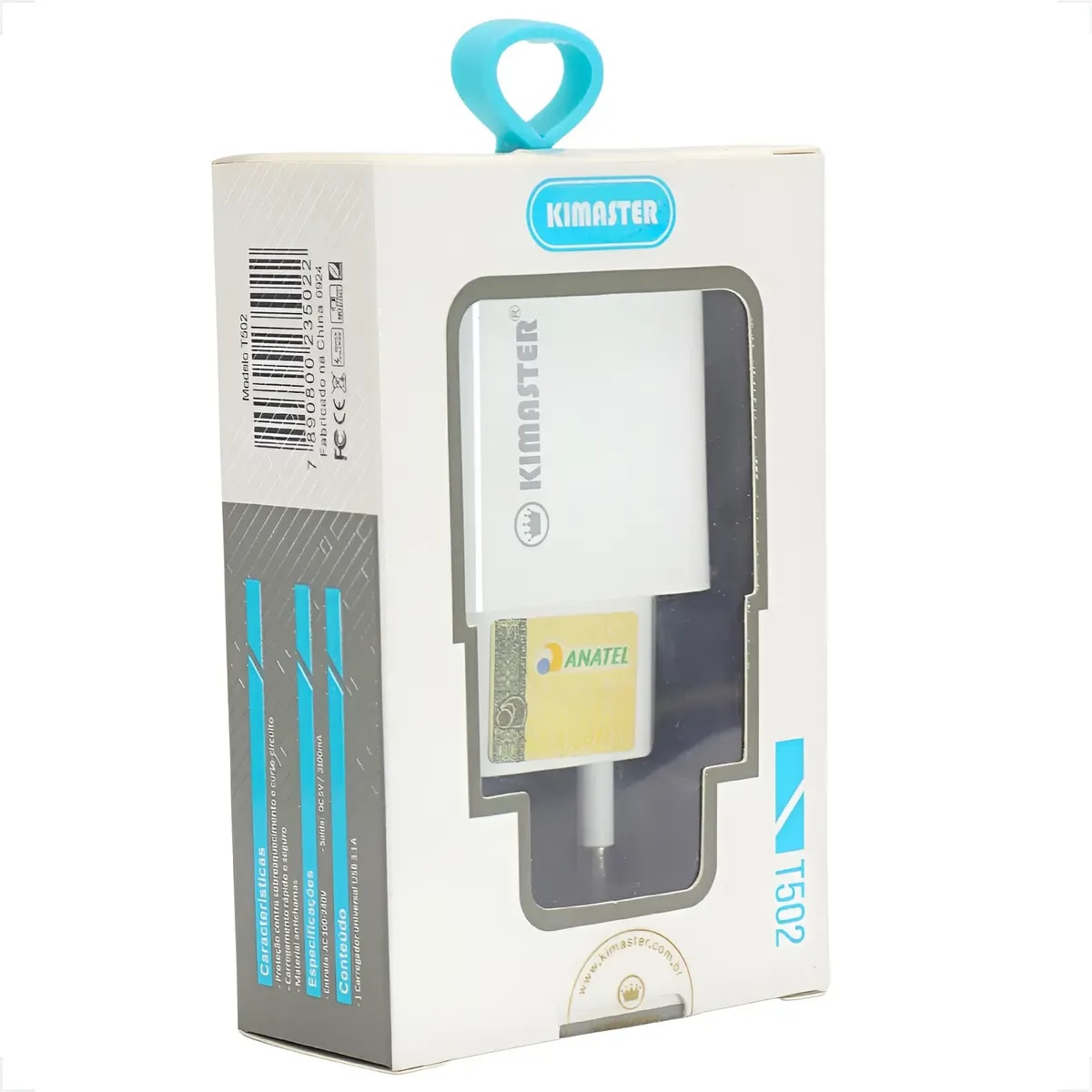 CARREGADO TOMADA USB 3.1A BRANCO T502 KIMASTER