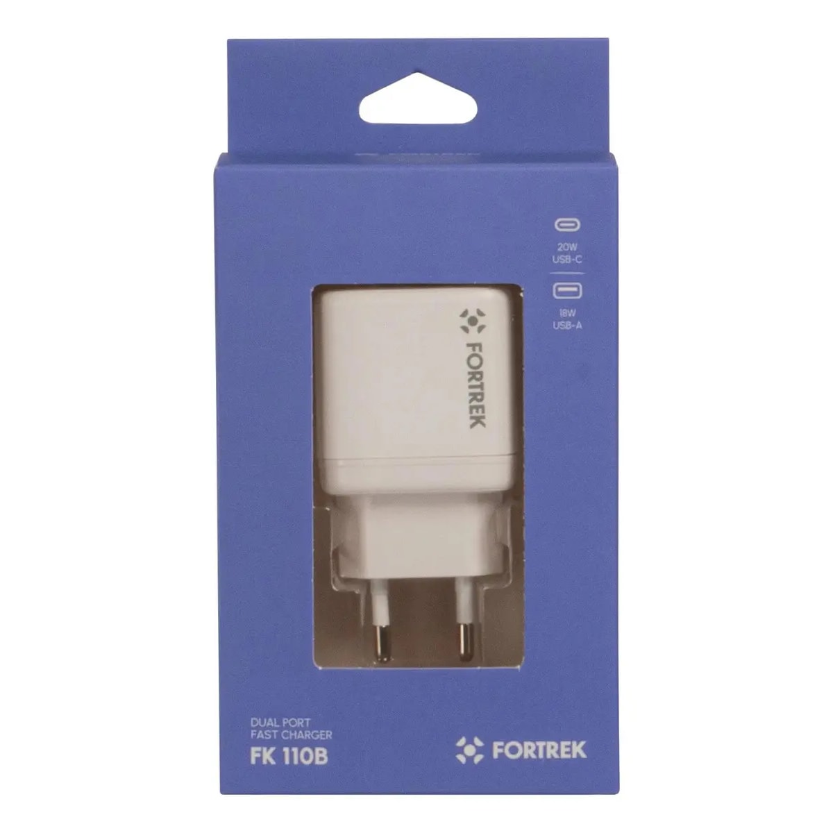 CARREGADOR UNIVERSAL AC/2 PORTAS USB/USB-C FK-110B FORTREK