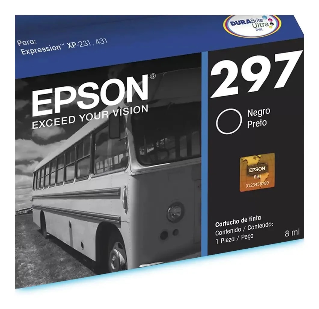 CARTUCHO EPSON 297 ORIGINAL PRETO 8 ML