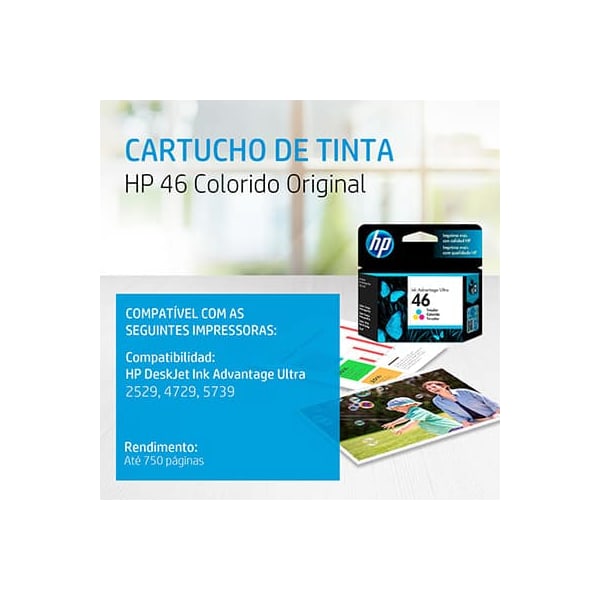 CARTUCHO HP 46 ORIGINAL COLOR 16ML