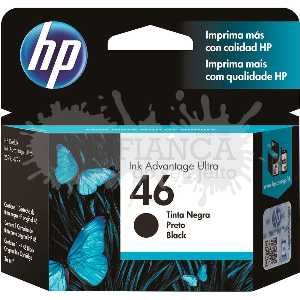 CARTUCHO HP 46 ORIGINAL (CZ637AL) PRETO 26ML
