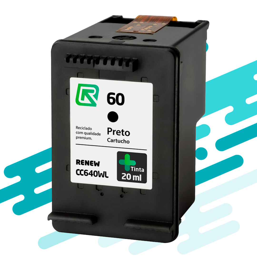 CARTUCHO HP 60 RECICLADO PRETO 20 ML