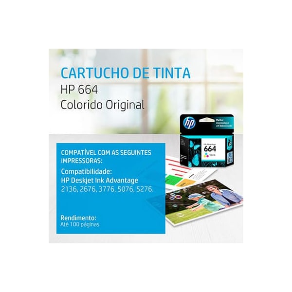 CARTUCHO HP 664 ORIGINAL COLOR 2ML