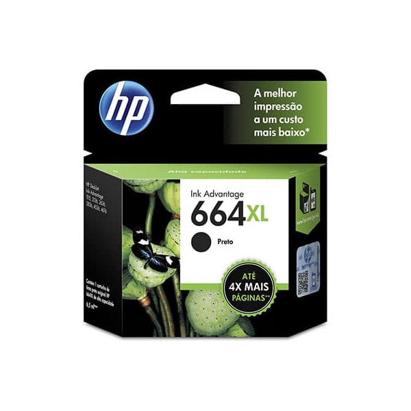 CARTUCHO HP 664XL ORIGINAL (F6V31AB) PRETO 8,5ML
