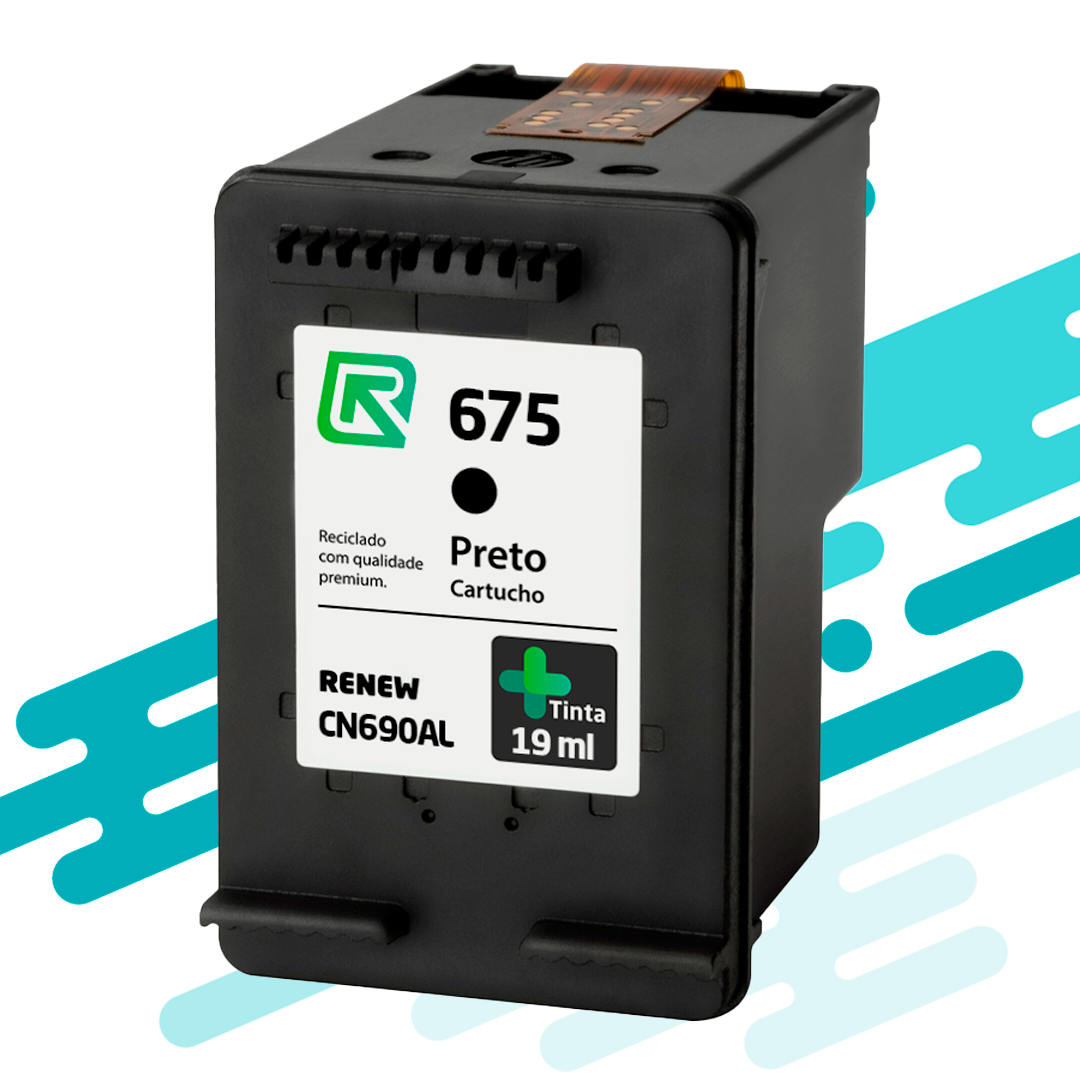 CARTUCHO HP 675 RECICLADO PRETO 20 ML