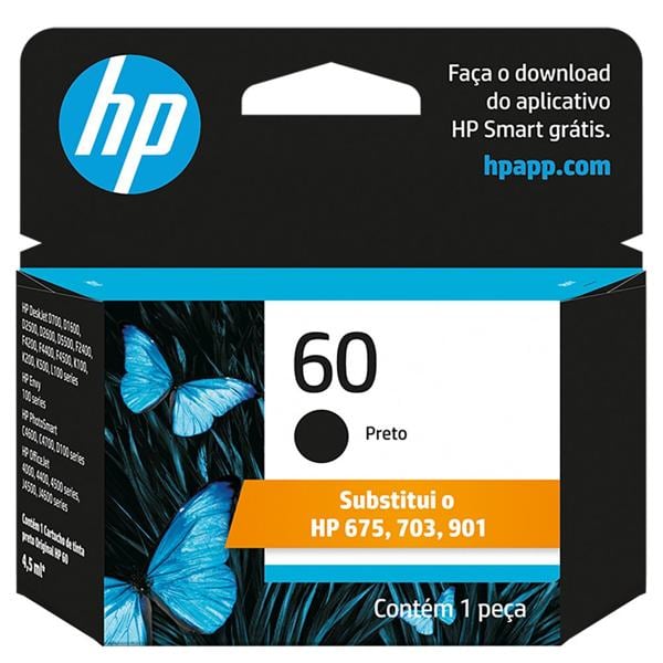 CARTUCHO  HP ORIGINAL 60/675/703/901 PRETO 4,5ML