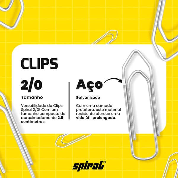 CLIPS GALVANIZADO 2/0 LINHA LEVE C/100 UNID