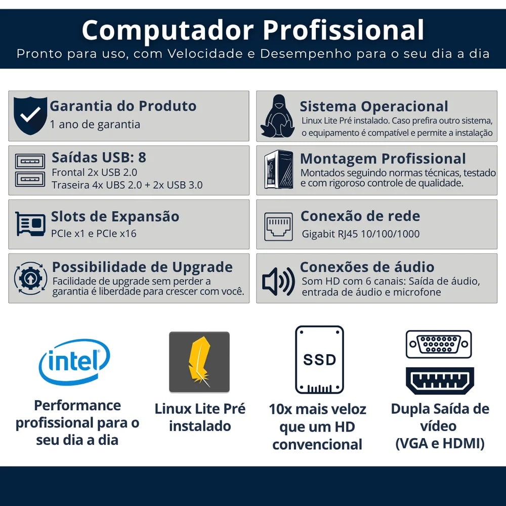 COMPUTADOR INTEL I3 4130 8GB SSD 240GB
