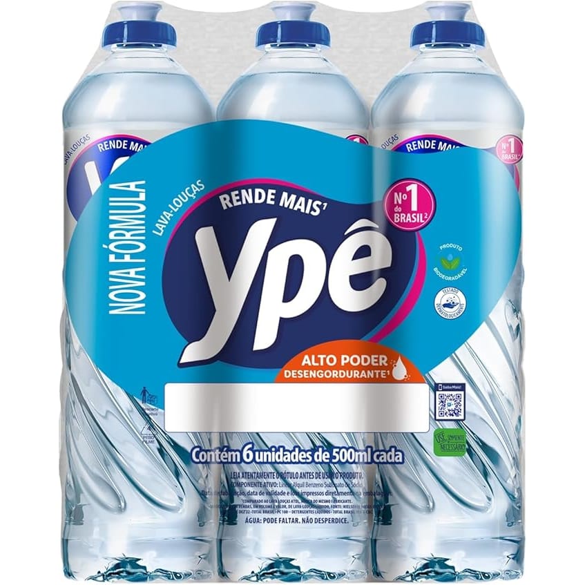 DETERGENTE YPE LAVA LOUCAS CLEAR 500ML