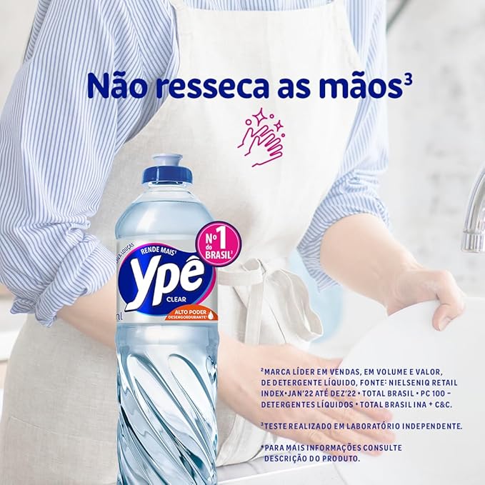 DETERGENTE YPE LAVA LOUCAS CLEAR 500ML