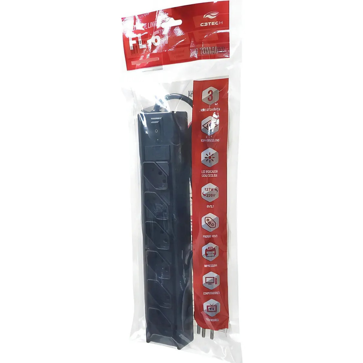 FILTRO DE LINHA PRETO BIVOLT 6 TM FL 61 C3TECH