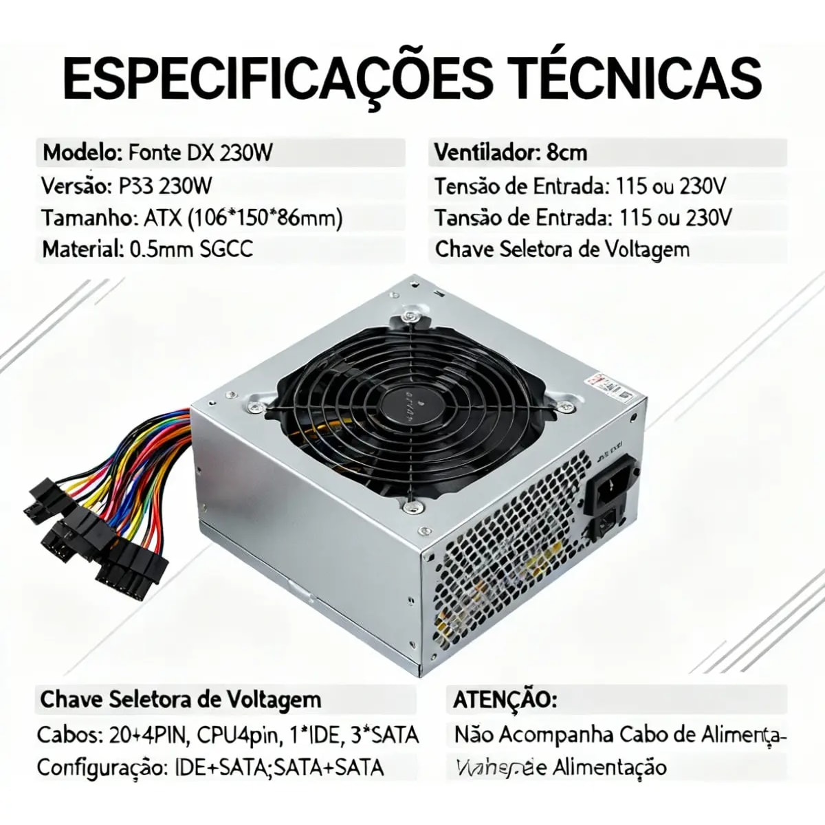 FONTE ATX 230W VX230SE S/ CABO