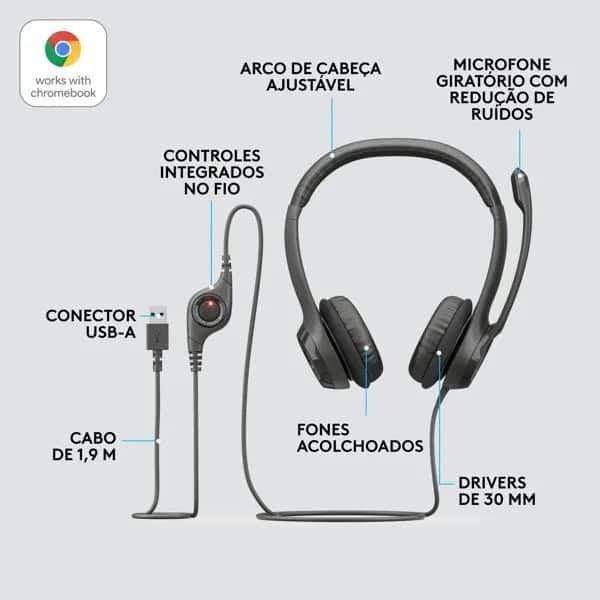 HEADSET COM FIO USB LOGITECH H390