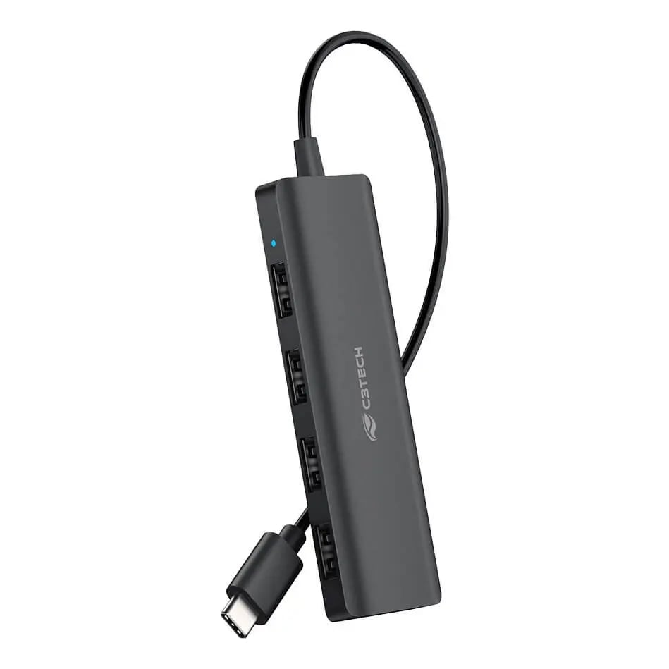 Hub C3TECH HU-C200BK Tipo C Para 4 Porta USB 2.0 Preto