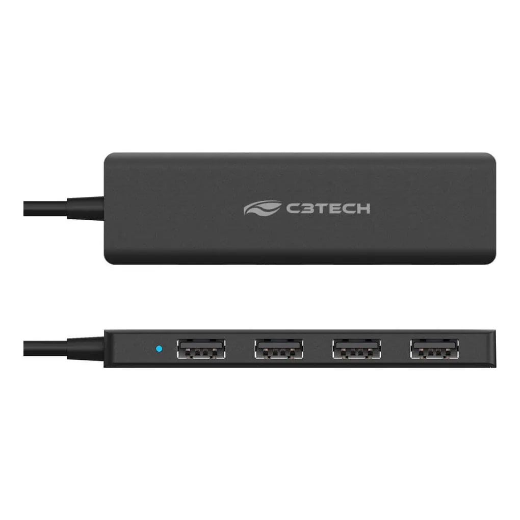 Hub C3TECH HU-C200BK Tipo C Para 4 Porta USB 2.0 Preto