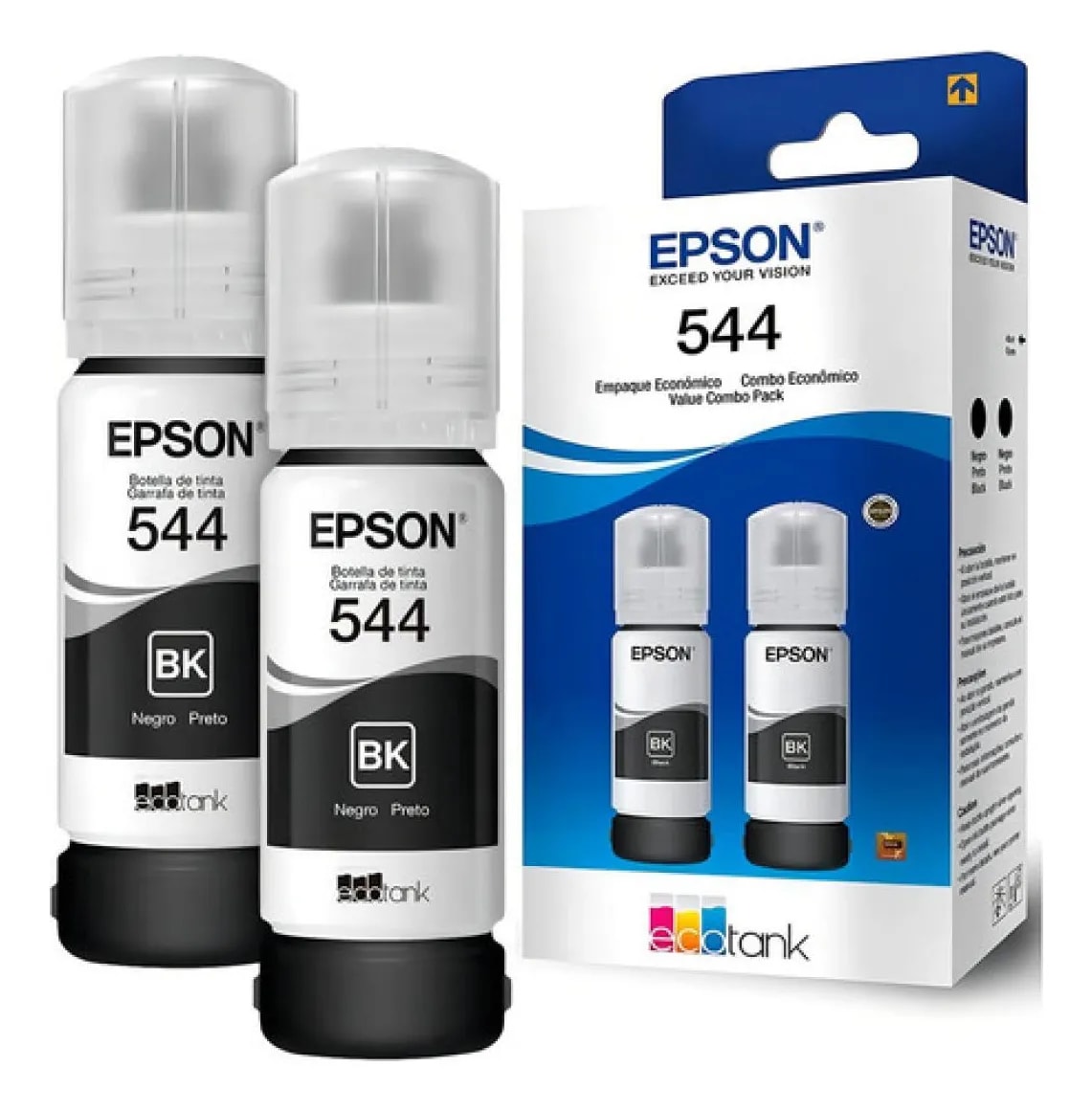 KIT 2 PÇS REFIL DE TINTA EPSON T544120 PRETO DUAL PACK 2 UNIDADES