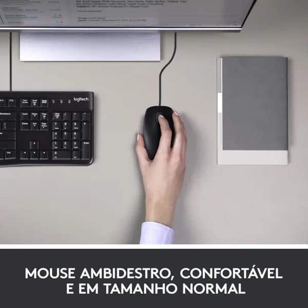 KIT TECLADO E MOUSE LOGITECH MK120 PRETO
